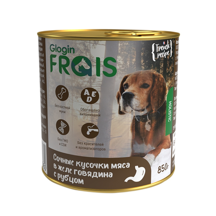 Frais Holistic Корм для собак Говядина с рубцом в желе , 0.85 кг - фото 1