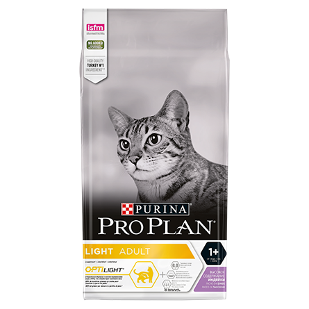 Pro Plan Light Облегченный сухой корм для склонных к полноте взрослых кошек (с индейкой), 1,5 кг - фото 1