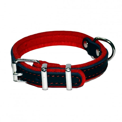 Аркон Ошейник для собак "Фетр", декоративная строчка, ширина 1,6 см, длина 26-34 см, черный/красный