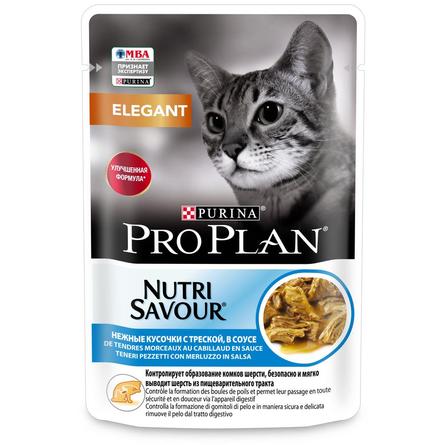Pro Plan NutriSavour Derma Plus Кусочки филе в соусе для взрослых кошек с чувствительной кожей (с треской), 85 гр - фото 1