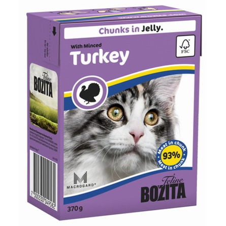 Bozita Кусочки паштета в желе для взрослых кошек (с индейкой), 370 гр
