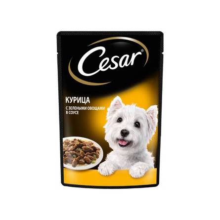 Влажный корм Cesar® для взрослых собак, с курицей и зелеными овощами в соусе – интернет-магазин Ле’Муррр