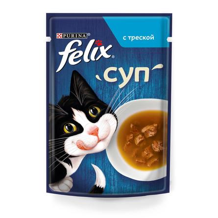 Влажный корм Felix Суп для взрослых кошек, с треской, пауч, 48 г - фото 1