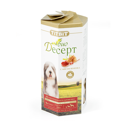 TiTBiT Био Десерт стандарт Печенье для взрослых собак средних и крупных пород (с ягненком), 350 гр - фото 1