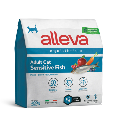 ALLEVA Equilibrium Sensitive Сухой корм для взрослых кошек (с рыбой), 400 гр - фото 1