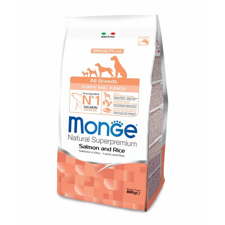 Monge Dog Speciality Puppy&Junior Корм для щенков всех пород (лосось с рисом), 800 гр - фото 1
