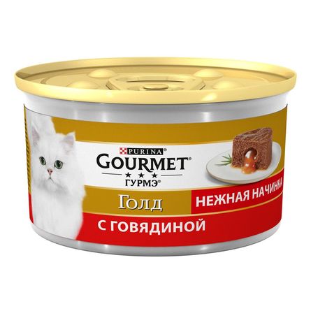 Влажный корм Gourmet Голд Нежная начинка для кошек, с говядиной, Банка – интернет-магазин Ле’Муррр