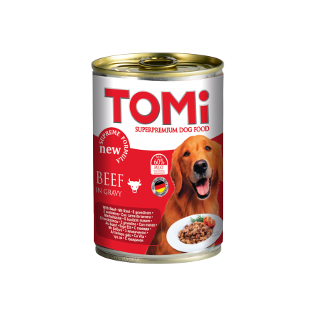 ToMi Кусочки паштета в соусе для взрослых собак всех пород (с говядиной), 400 гр