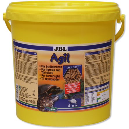 JBL Agil Основной корм для водных черепах длиной 10-50 см, палочки, 10,5 л (4200 г), 4,2 кг - фото 1