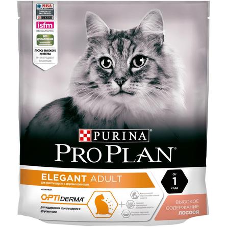 Pro Plan Derma Plus Сухой корм для взрослых кошек с чувствительной кожей и шерстью (с лососем), 400 гр - фото 1