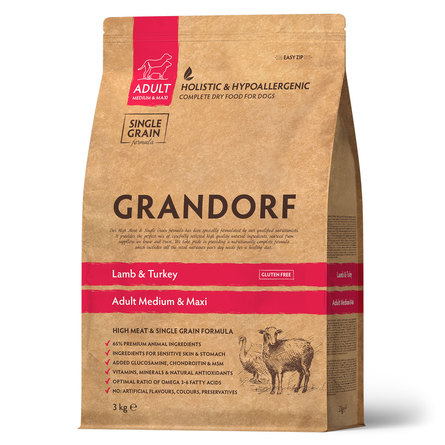 GRANDORF Adult low-grain MED&MAXI Сухой корм для собак средних и крупных пород, ягнёнок с индейкой – интернет-магазин Ле’Муррр