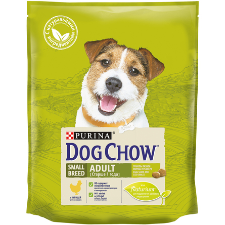Dog Chow Small Breed Adult Сухой корм для взрослых собак мелких пород (с курицей), 800 гр - фото 1