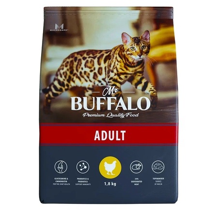 Mr.Buffalo ADULT Сухой корм для кошек, курица, 1,8 кг - фото 1