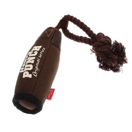 Gigwi Heavy Punch Игрушка для собак Боксерская груша с пищалкой и верёвкой, коричневая - фото 1
