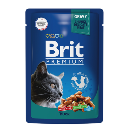 Brit Premium Пауч с уткой в соусе для взрослых кошек, 85 гр - фото 1