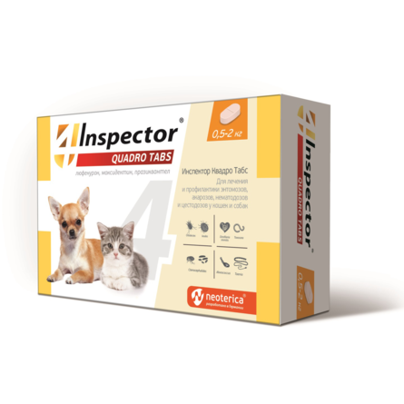 Inspector Quadro Tabs Таблетки для кошек и собак 0,5-2 кг – интернет-магазин Ле’Муррр
