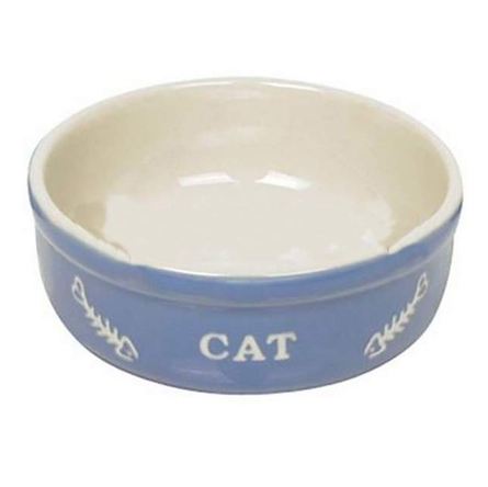 NOBBY Миска для кошек, 13,5*5см, керамика, голубая, 0,24л, 240 мл - фото 1