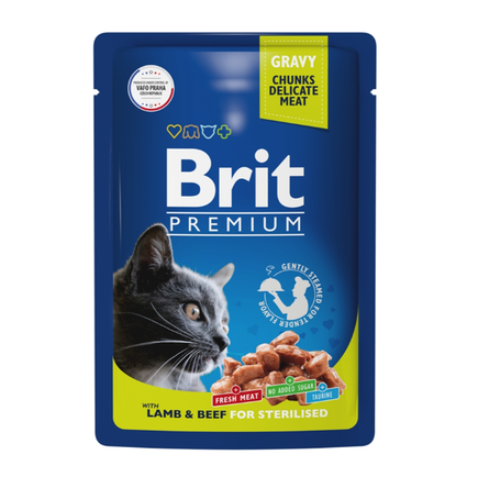Brit Premium Пауч с ягненком и говядиной в соусе для стерилизованных кошек, 85 гр - фото 1