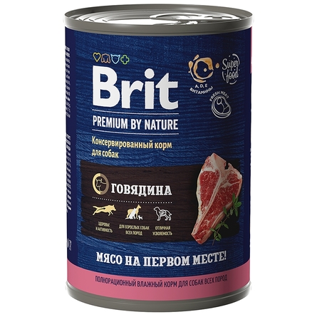 Brit Premium by Nature Паштет для взрослых собак всех пород, говядина, 410 - фото 1