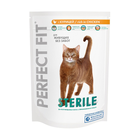 Perfect Fit Sterile Сухой корм для стерилизованных кошек и кастрированных котов (c курицей), 1,2 кг