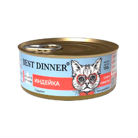 Best Dinner Gastro Intestinal Паштет с индейкой для кошек для профилактики ЖКТ, 100 гр – интернет-магазин Ле’Муррр