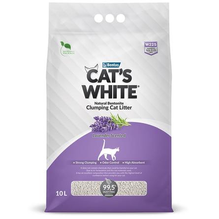 CAT'S WHITE Lavender Комкующийся наполнитель для кошек, с нежным ароматом лаванды, 8,55 кг - фото 1