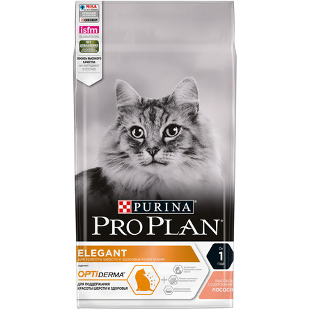 Pro Plan Derma Plus Сухой корм для взрослых кошек с чувствительной кожей и шерстью (с лососем), 1,5 кг - фото 1