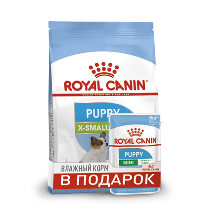 Набор Royal Canin X-Small Puppy Сухой корм + пауч для щенков миниатюрных пород, 500 гр - фото 1