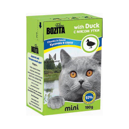 Bozita Mini Кусочки паштета в соусе для взрослых кошек (с уткой), 190 гр