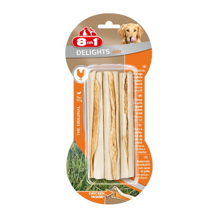 8in1 Delights Sticks Палочки для взрослых собак мелких и средних пород (с курицей), 90 гр - фото 1
