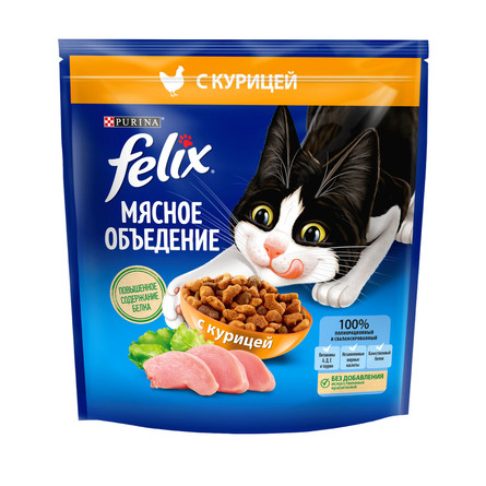 FELIX Мясное объедение Сухой корм для кошек, курица, 1,3 кг - фото 1