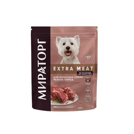 Мираторг EXTRA MEAT Сухой корм для собак мелких пород от 1 года, говядина Black Angus, 600 гр - фото 1