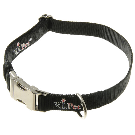 V.I.Pet Регулируемый ошейник для собак, 20 мм, 35-56 см, цвет черный - фото 1