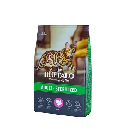 Mr.Buffalo STERILIZED Сухой корм для кошек, индейка – интернет-магазин Ле’Муррр