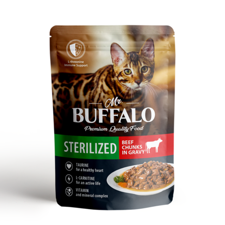 Mr.Buffalo STERILIZED Влажный корм для стерилизованных кошек, говядина в соусе – интернет-магазин Ле’Муррр