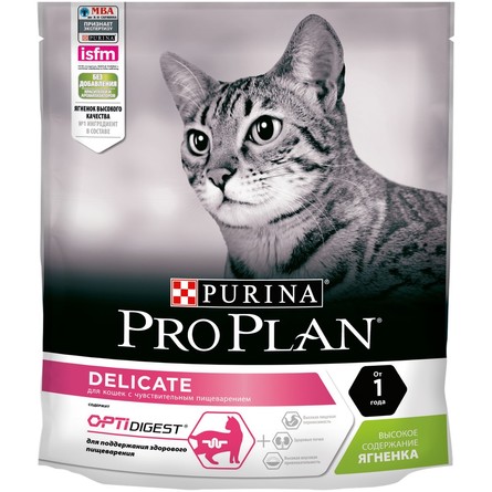 Купить Сухой корм Pro Plan® для взрослых кошек с чувствительным пищеварением или с особыми предпочтениями в еде (с высоким содержанием ягненка), 400 гр за 482.00 ₽