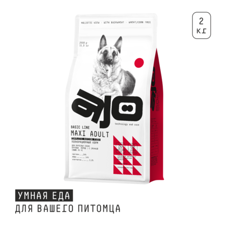 AJO Dog Maxi Adult Сухой корм с гречкой для взрослых собак крупных пород – интернет-магазин Ле’Муррр