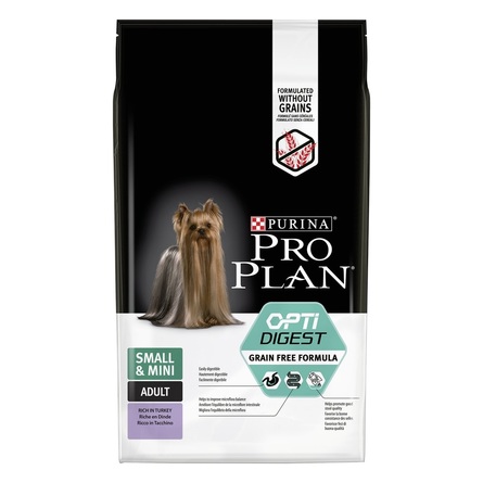 Pro Plan Optidigest Grain Free Formula Сухой корм для взрослых собак мелких и карликовых пород с чувствительным пищеварением (с индейкой), 7 кг - фото 1
