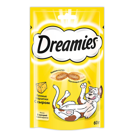 Dreamies Подушечки с паштетом для взрослых кошек (с сыром), 60 гр
