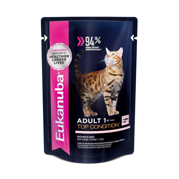 Eukanuba Adult Top Condition Кусочки паштета в соусе для взрослых кошек (с лососем)