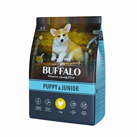 Mr.Buffalo PUPPY & JUNIOR Сухой корм для щенков и юниоров, курица, 2 кг - фото 1