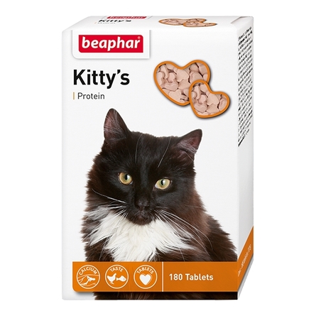Beaphar Kitty's + Protein Витаминизированное лакомство для кошек (с протеином), 180 таблеток