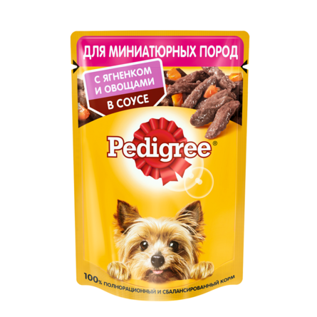 PEDIGREE Влажный корм для взрослых собак мелких пород, ягненок и овощи в соусе, 85 г - фото 1