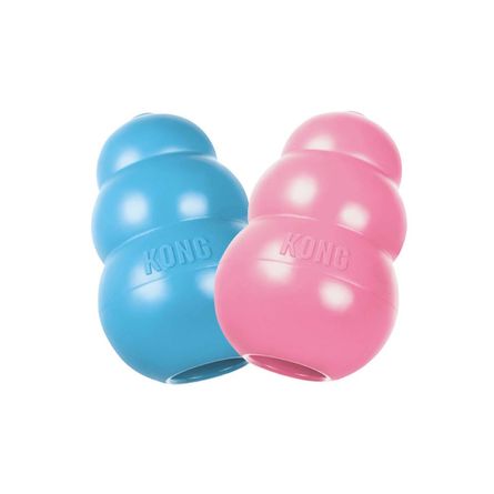 Kong Сlassic Игрушка для щенков, каучук, размер М, розовый/голубой - фото 1