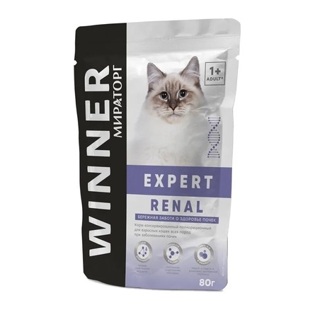Мираторг Winner Expert Renal Консервированный корм для кошек при заболеваниях почек, 80 гр - фото 1