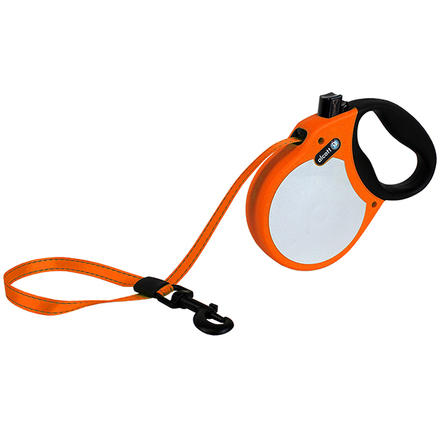 Alcott Visibility L Поводок-рулетка для собак до 50 кг, лента, оранжевая