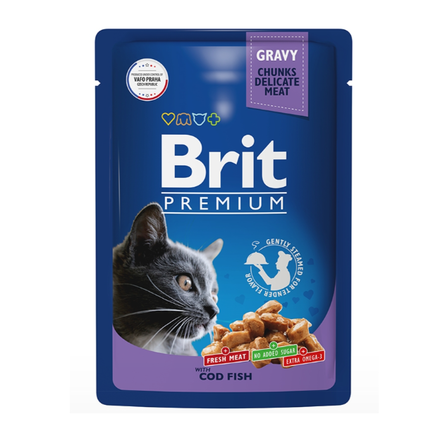 Купить Brit Premium Пауч с треской в соусе для взрослых кошек, 85 гр за 79.90 ₽