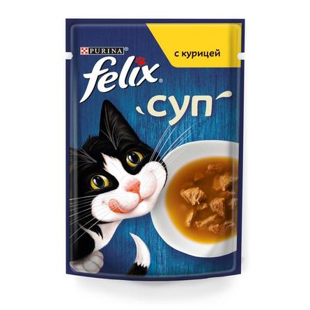Влажный корм Felix Суп для взрослых кошек,с курицей, пауч, 48 г - фото 1