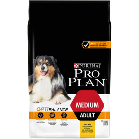 Pro Plan OptiHealth Medium Adult Сухой корм для взрослых собак средних пород (с курицей и рисом), 7 кг - фото 1