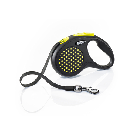 Flexi Design S Поводок-рулетка для собак, жёлтая, ремень - фото 1
